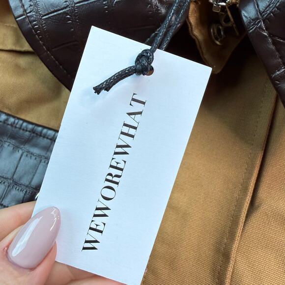 We Wore What Women's Cocoon Barn Jacket Khaki /Dark Brown Size L NWT French Girl - Picture 11 of 13